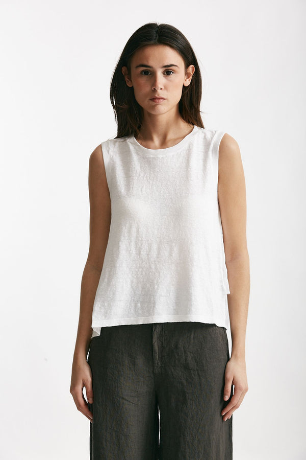 top in cotone e lino bianco women Transit par such