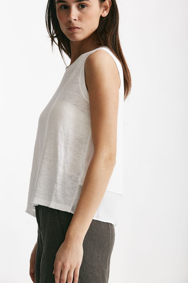 top in cotone e lino bianco women Transit par such