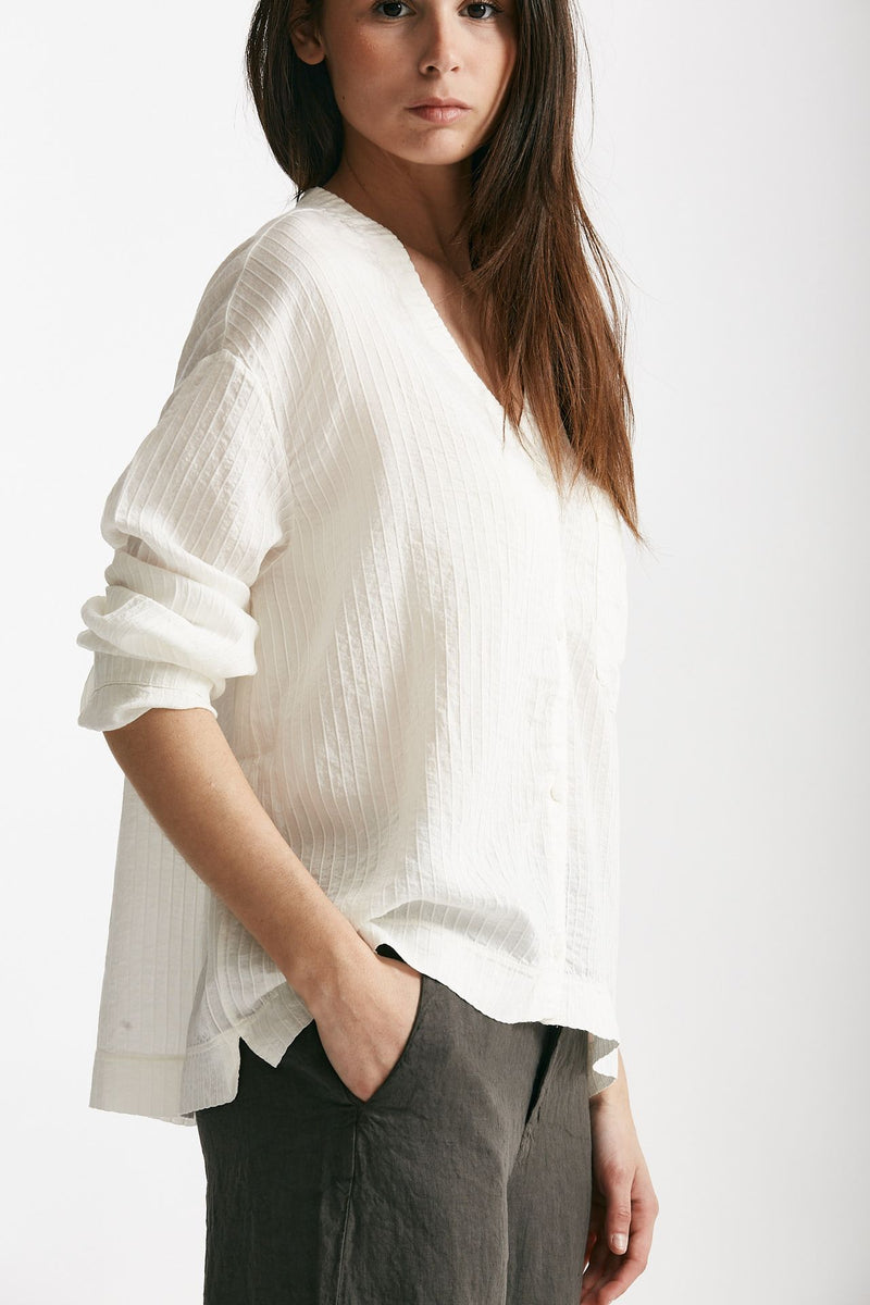 camicia in viscosa e lino panna women Transit par such - 4