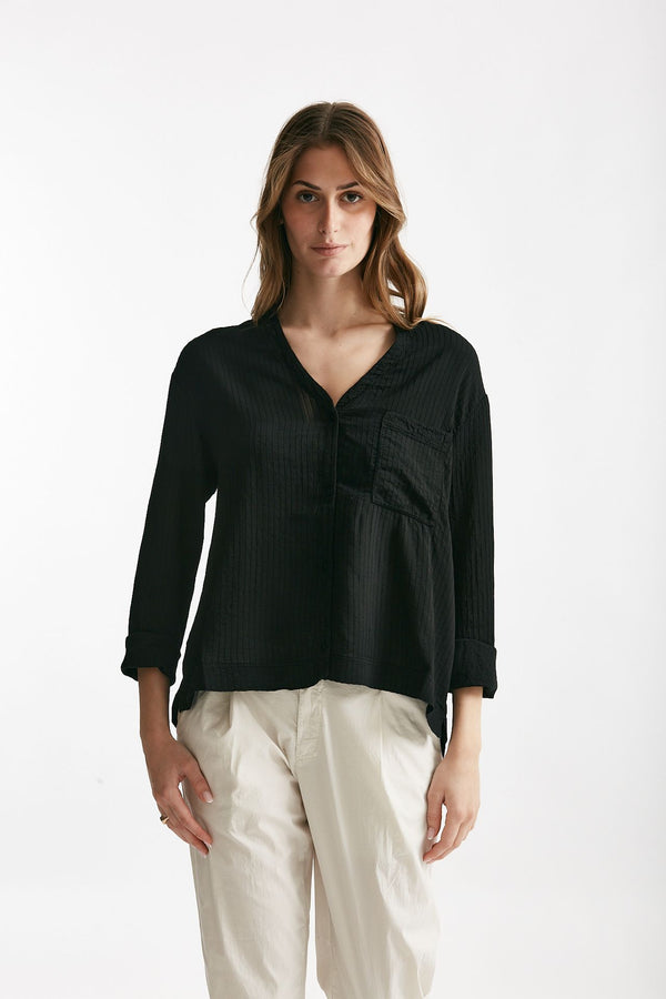 camicia in viscosa e lino nero women Transit par such