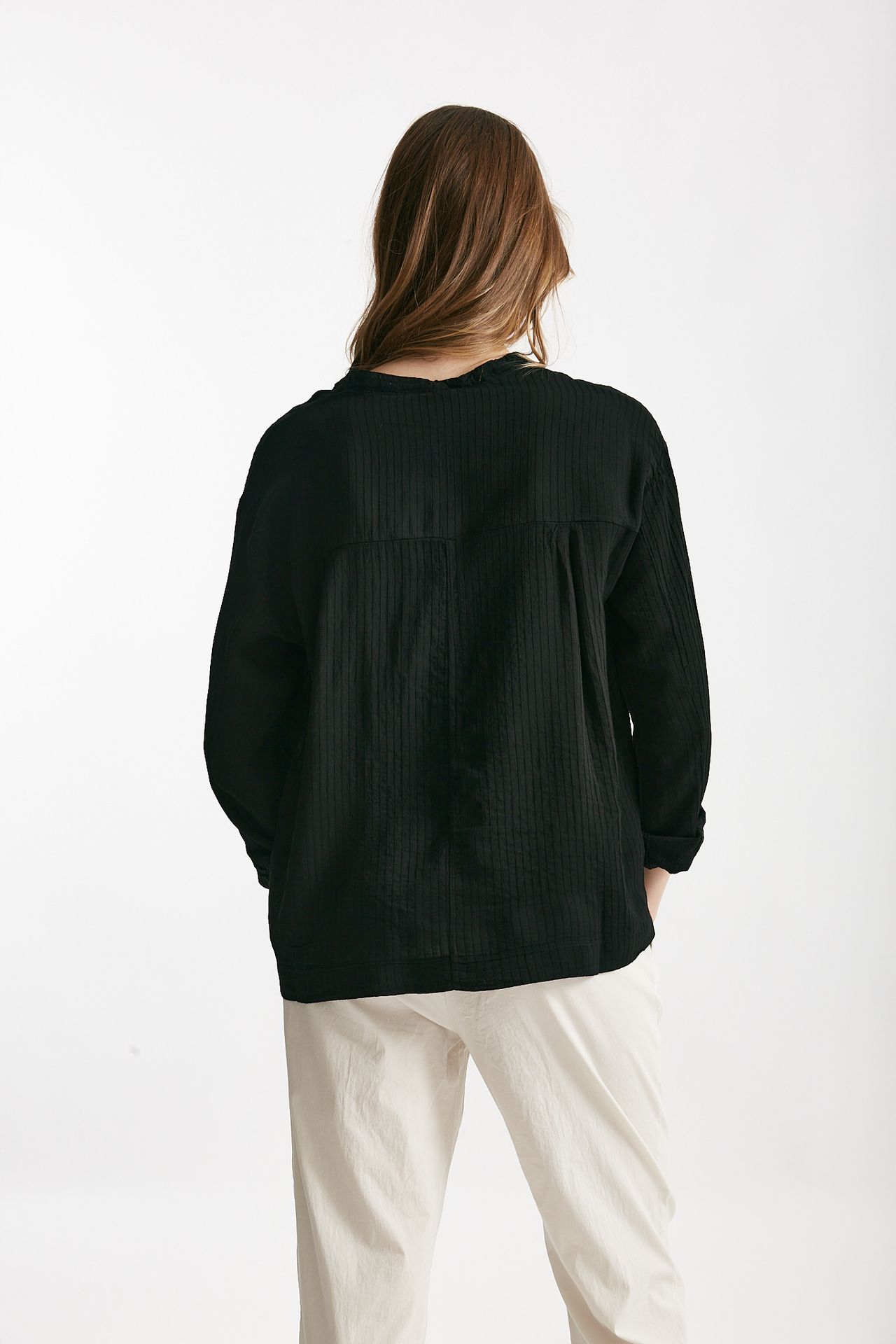 camicia in viscosa e lino nero women Transit par such - 3