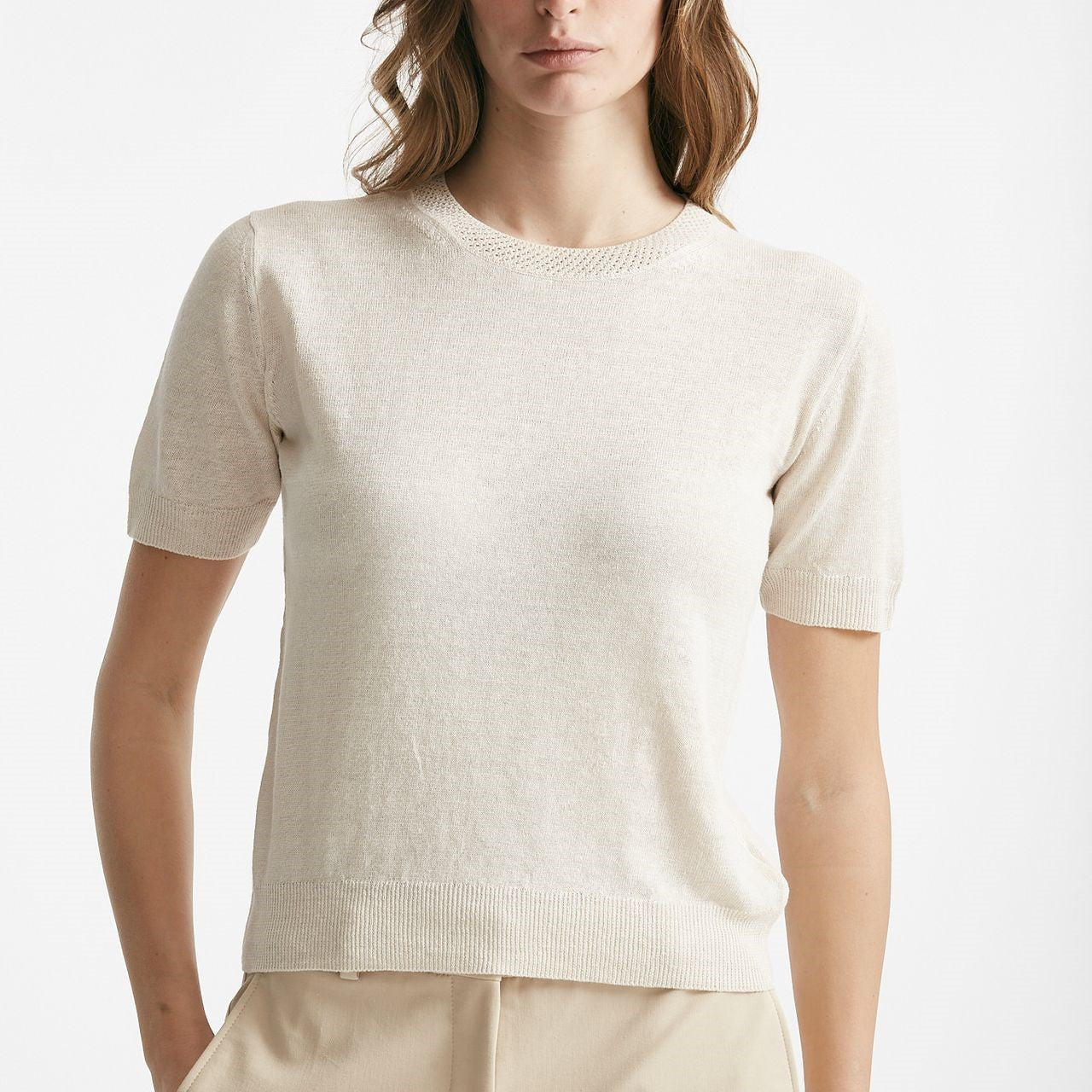 t-shirt in lino beige chiaro women Zanone - 6