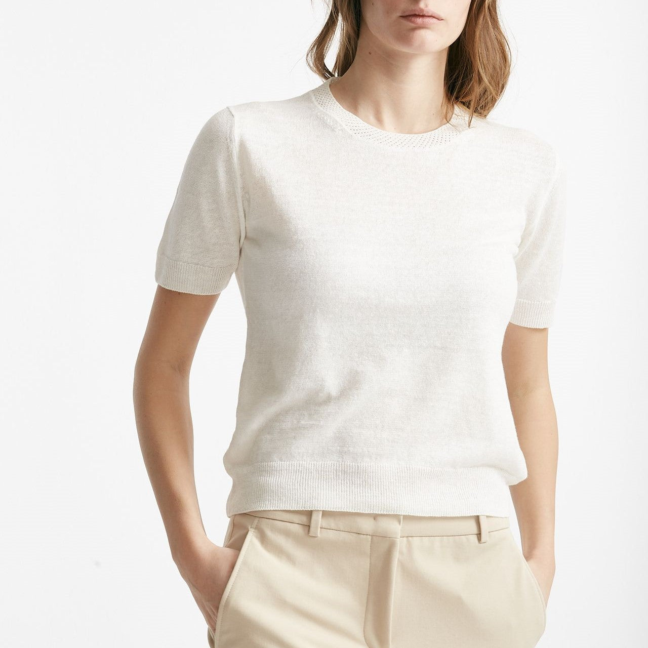 t-shirt in lino bianco women Zanone - 6