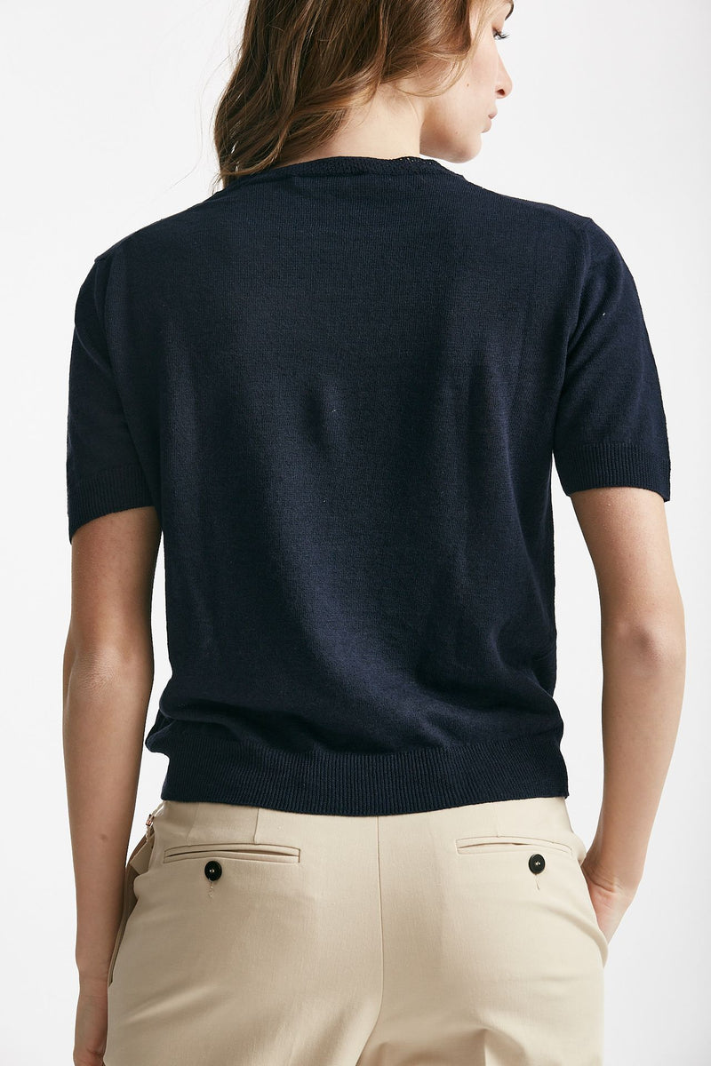 t-shirt in lino blu women Zanone - 3
