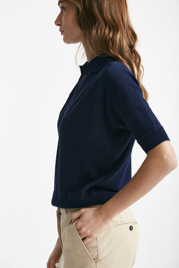 maglia in cotone blu aperto women Zanone