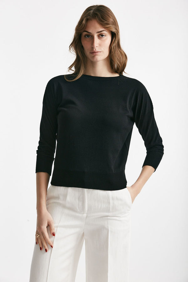 maglia in cotone e seta nero women Zanone