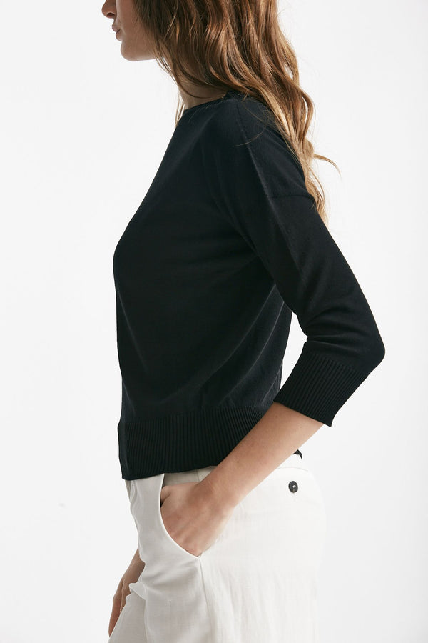 maglia in cotone e seta nero women Zanone