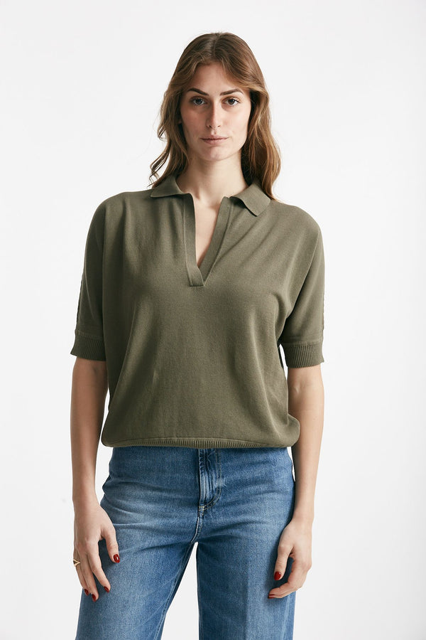 maglia in cotone verde militare women Zanone