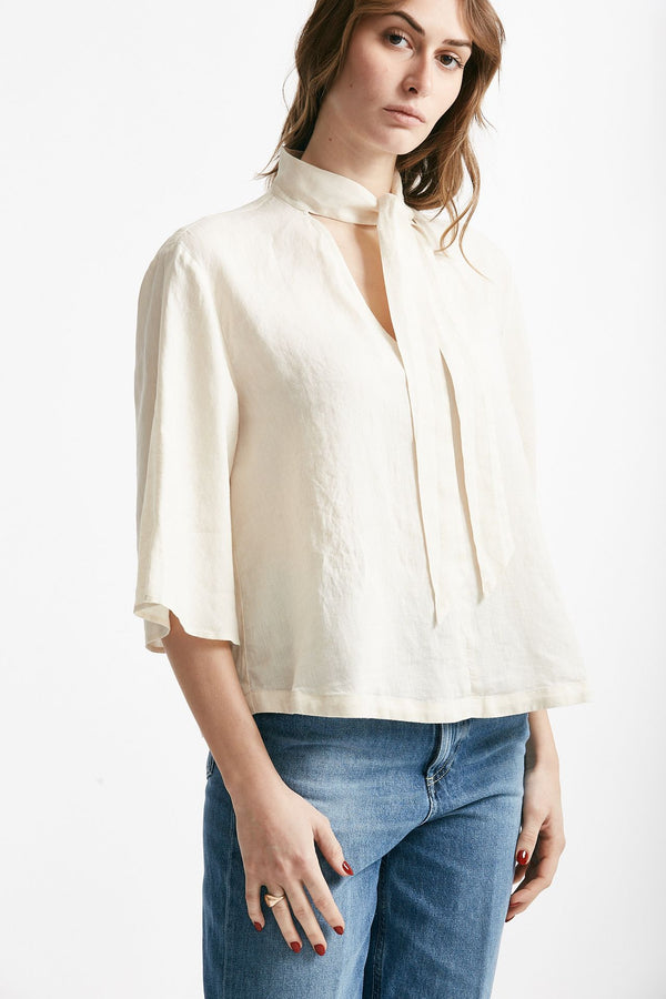camicia in lino panna women Zanone