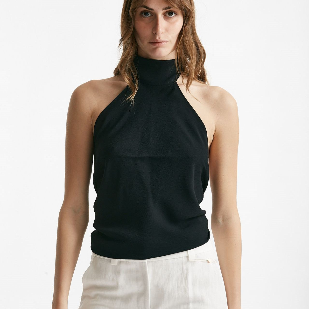 top in misto seta nero women Zanone - 7