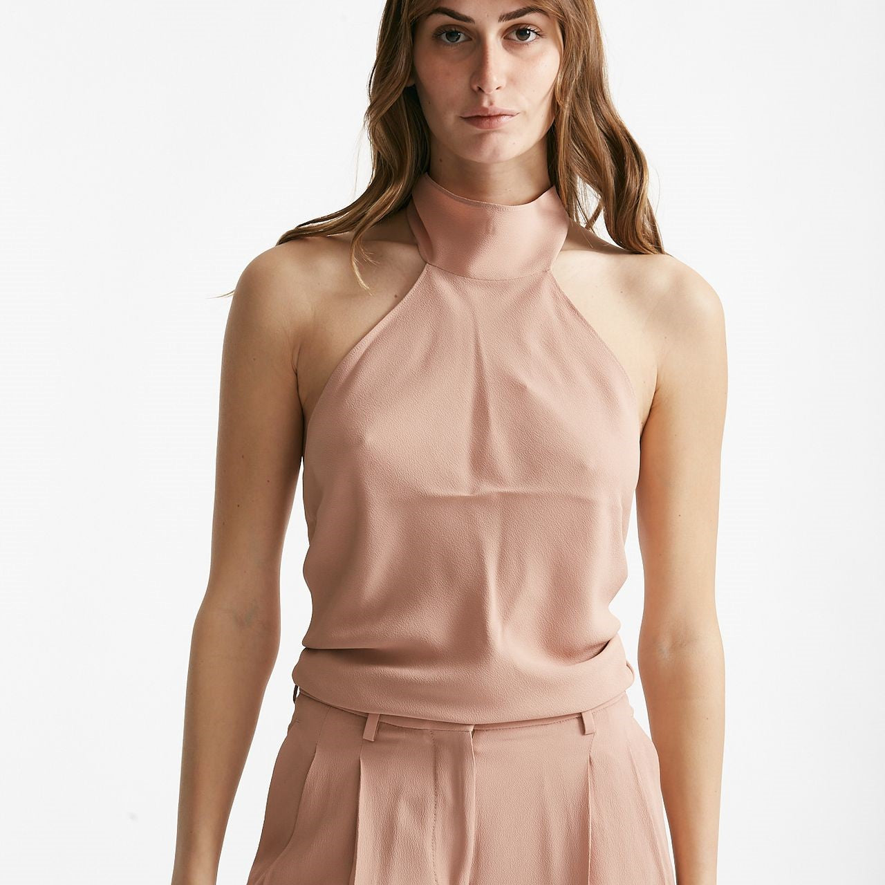 top in misto seta rosa cipria women Zanone - 6