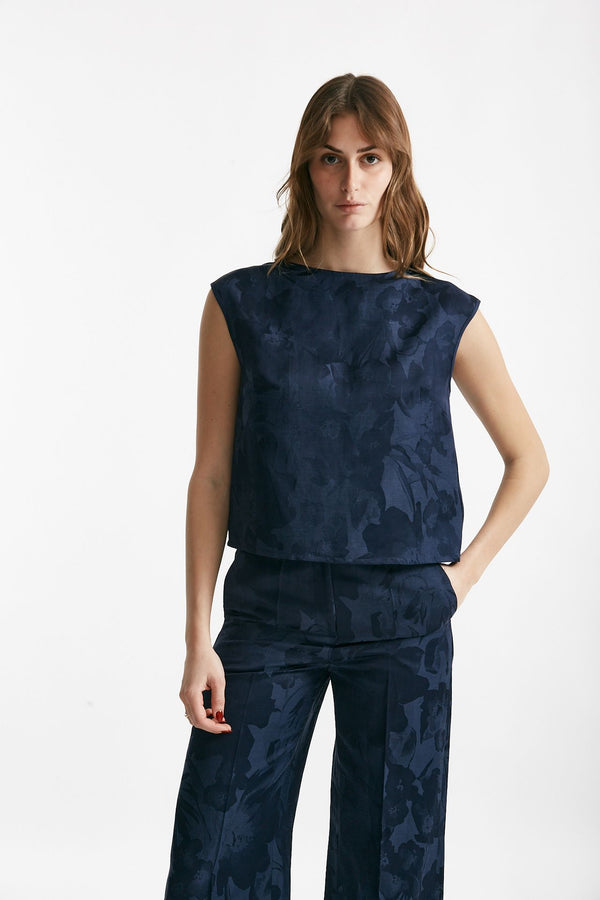 top in fantasia fiorata blu women Zanone