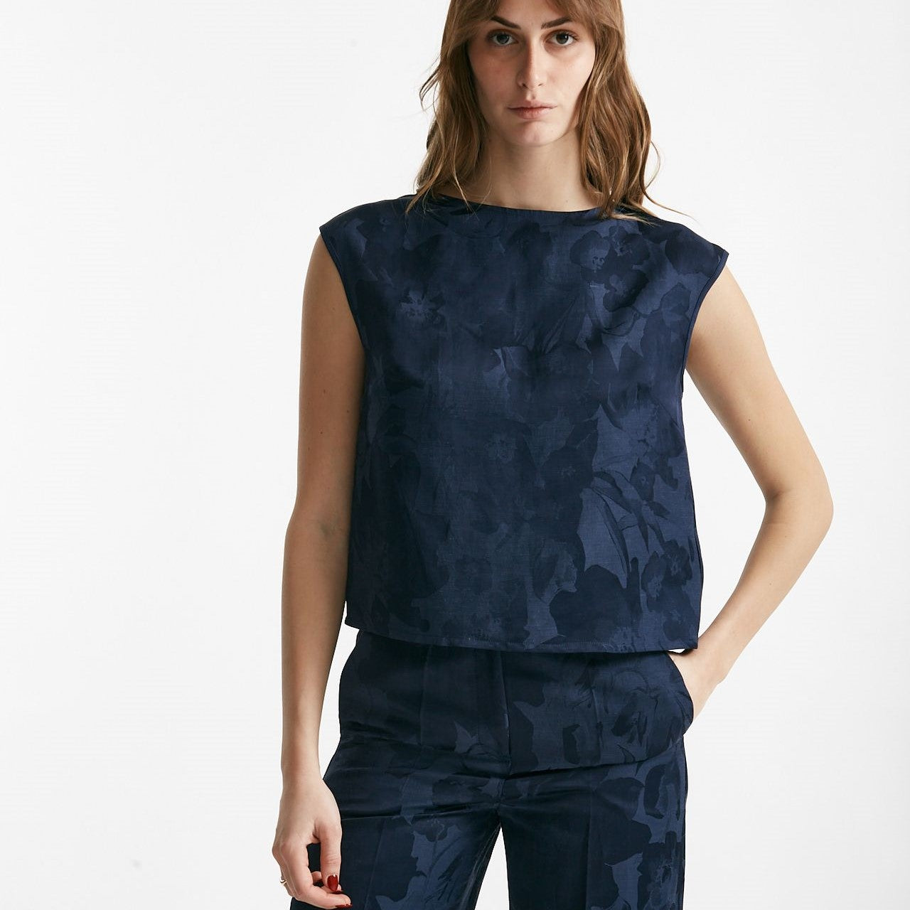 top in fantasia fiorata blu women Zanone - 6