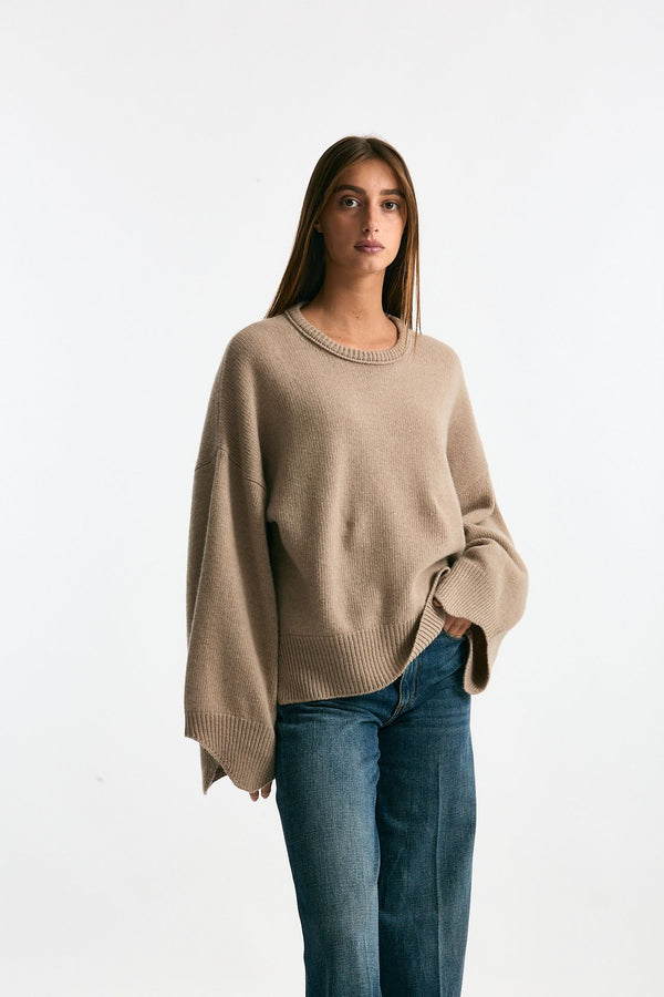 Maglia over in cashmere tortora chiaro women Trentatreundici