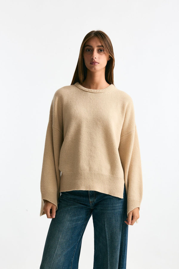 Maglia over in cashmere beige women Trentatreundici