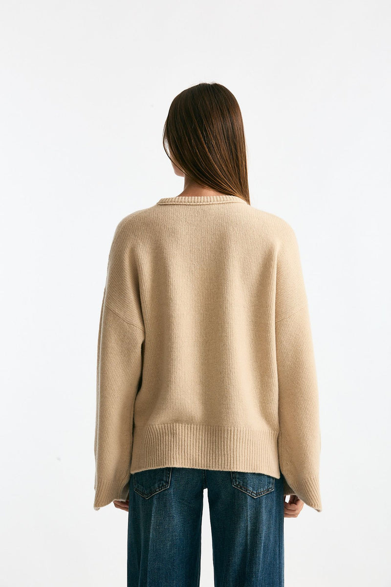 Maglia over in cashmere beige women Trentatreundici - 3