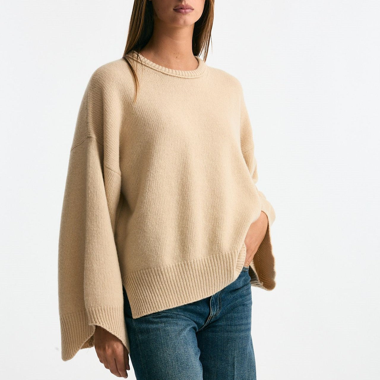 Maglia over in cashmere beige women Trentatreundici - 7