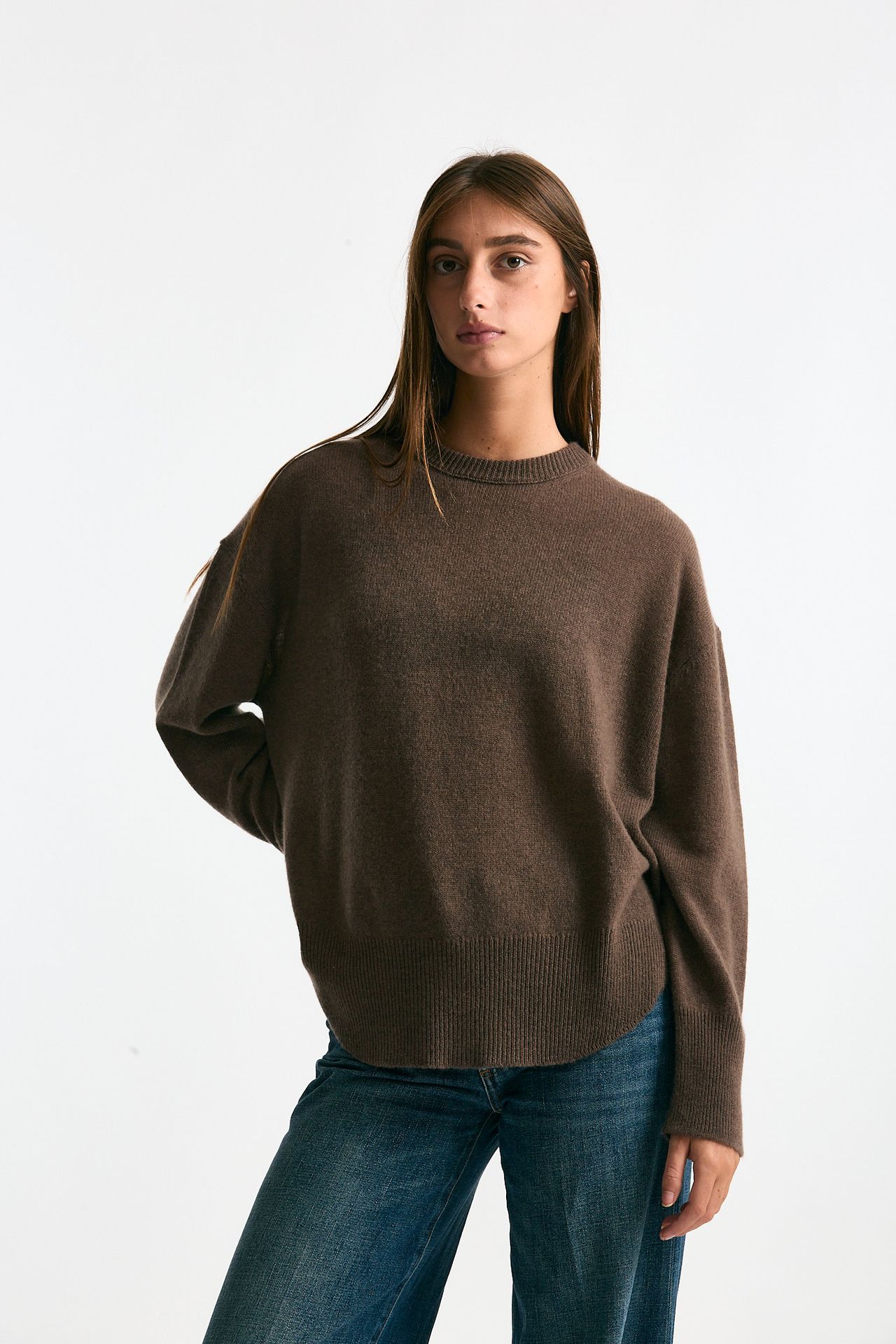 Maglia over in cashmere tortora scuro women Trentatreundici - 1