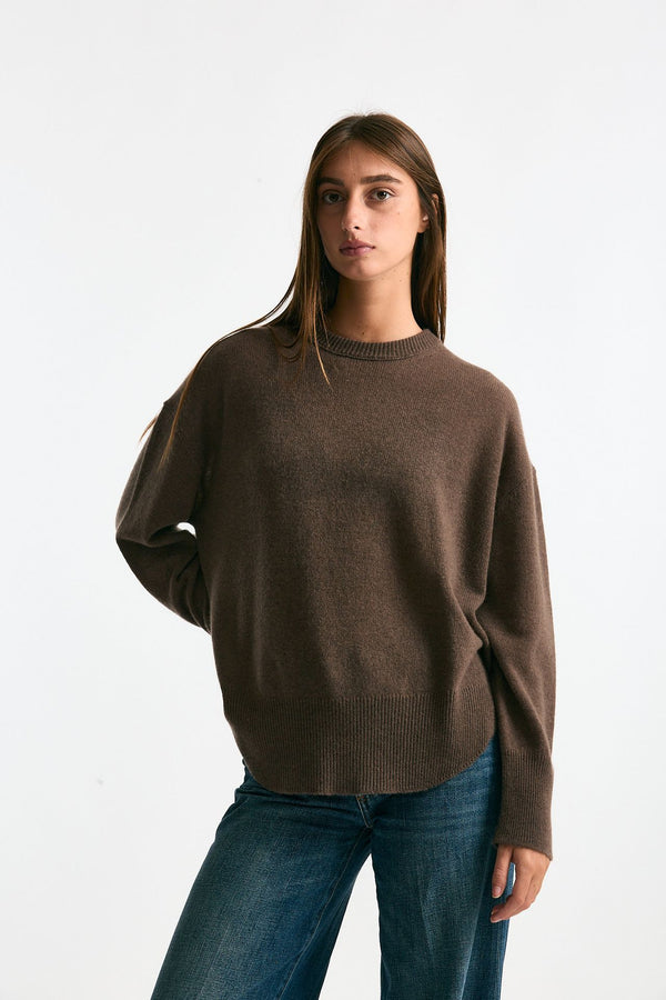 Maglia over in cashmere tortora scuro women Trentatreundici