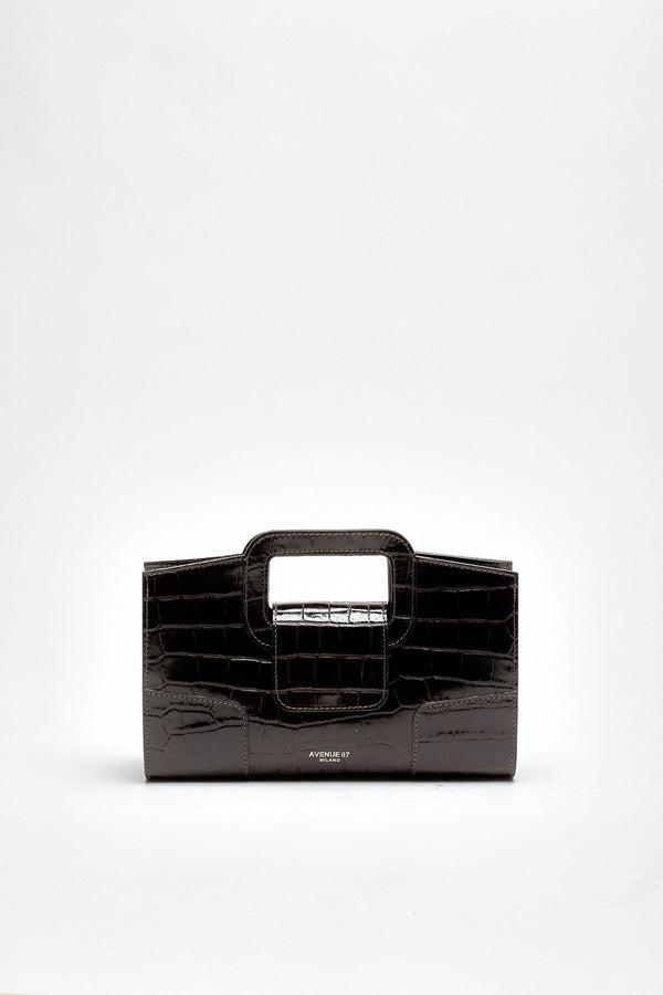 Pochette SQUARE in pelle cocco testa di moro women Avenue 67
