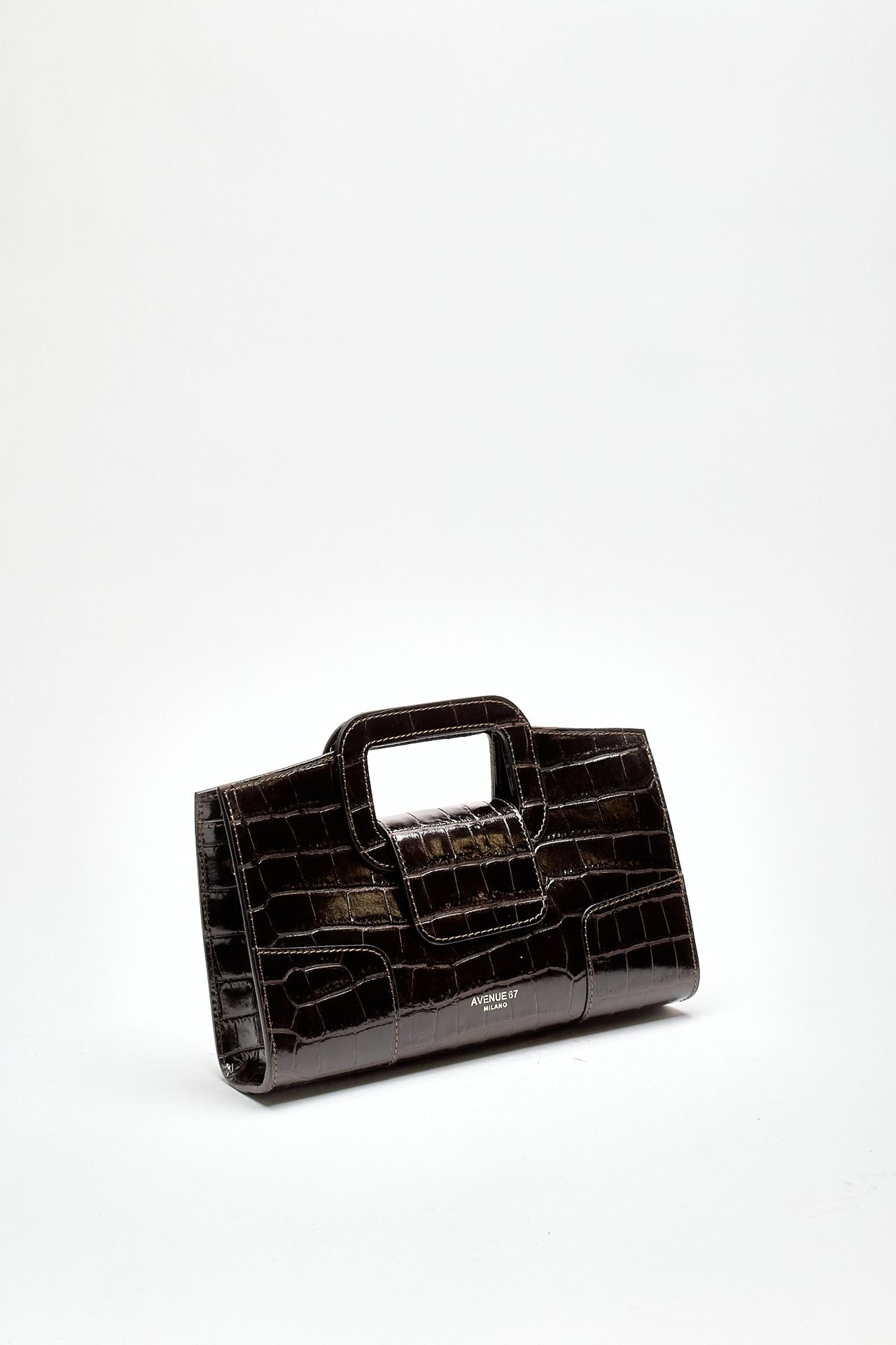 Pochette SQUARE in pelle cocco testa di moro women Avenue 67 - 2