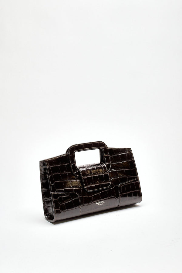 Pochette SQUARE in pelle cocco testa di moro women Avenue 67