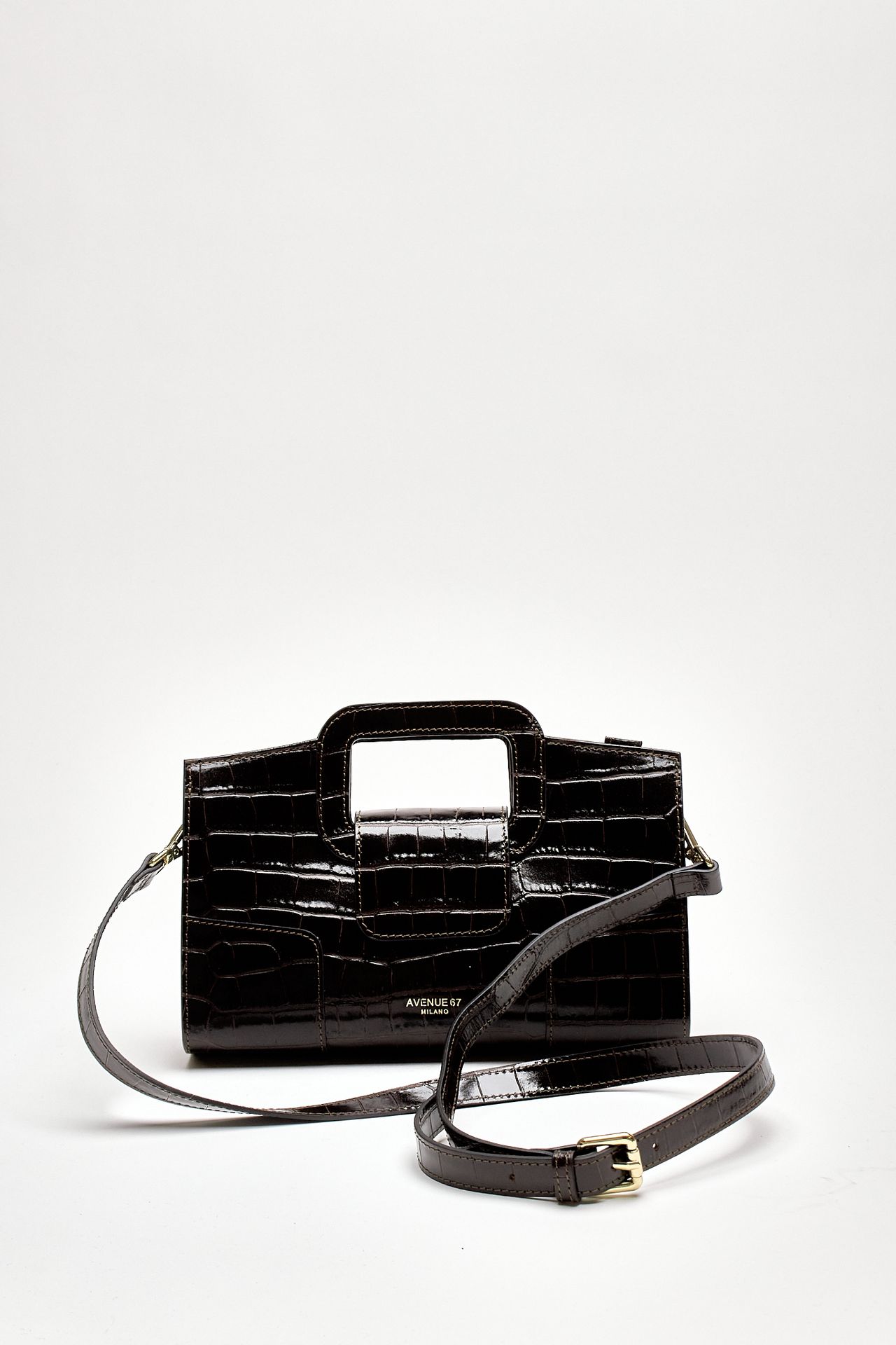 Pochette SQUARE in pelle cocco testa di moro women Avenue 67 - 4