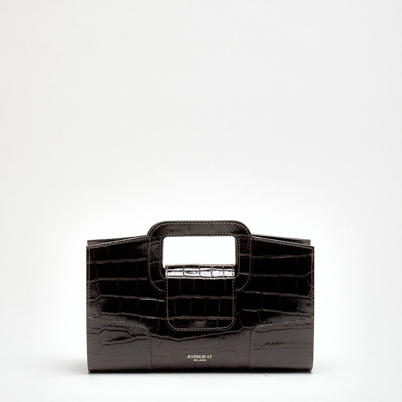 Pochette SQUARE in pelle cocco testa di moro women Avenue 67 - 7
