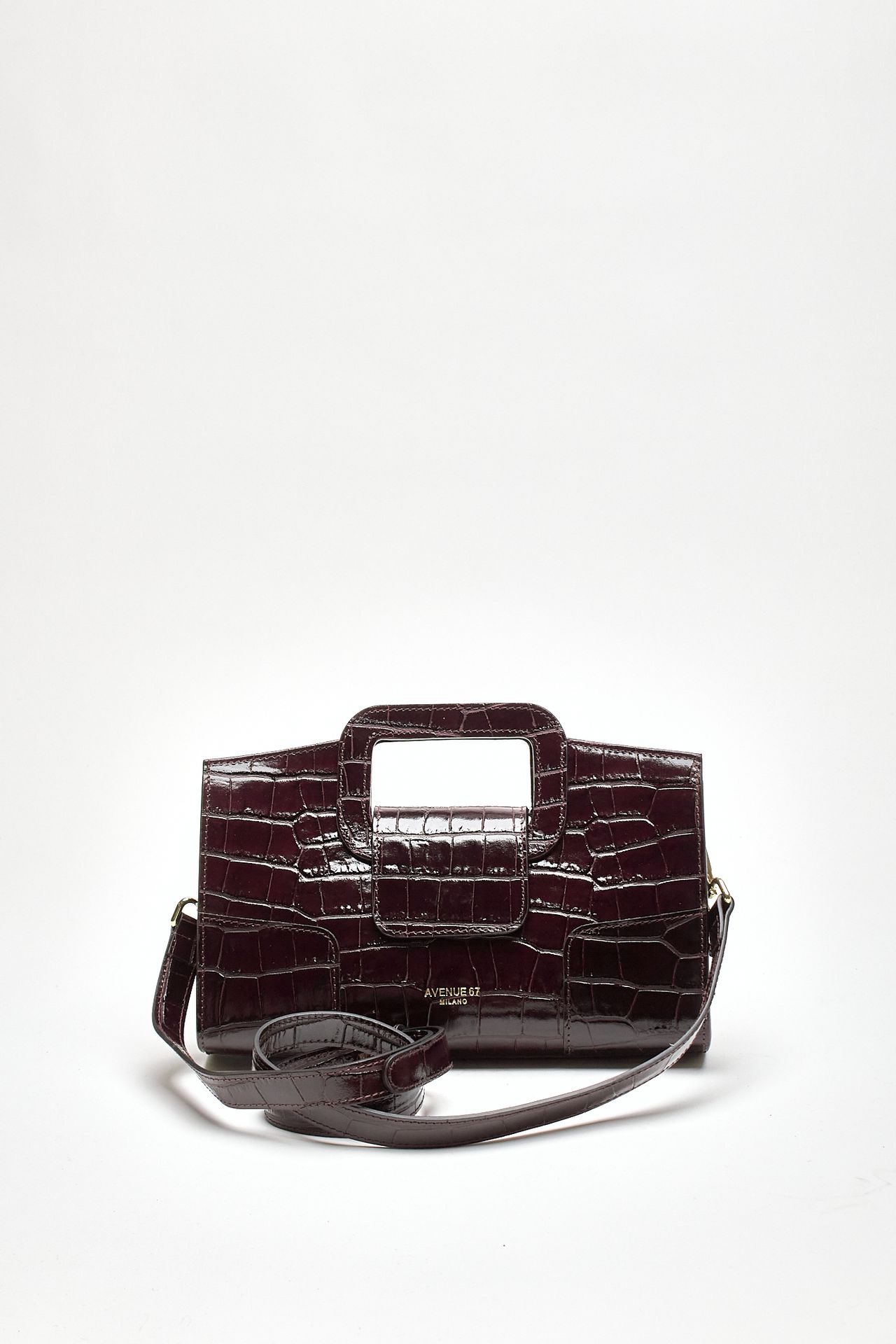 Pochette SQUARE in pelle stampa cocco bordeaux women Avenue 67 - 4