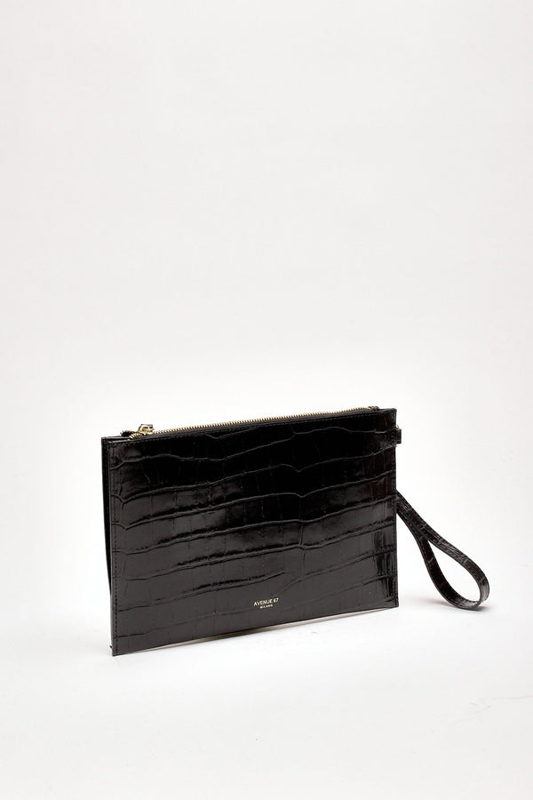 Busta semirigida CROCO in pelle nero women Avenue 67