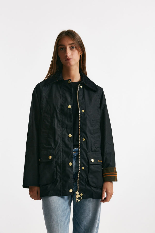 giubbino in cotone cerato beadnell modern wax nero women Barbour
