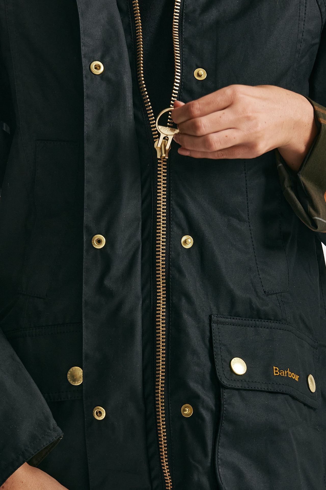 giubbino in cotone cerato beadnell modern wax nero women Barbour - 7