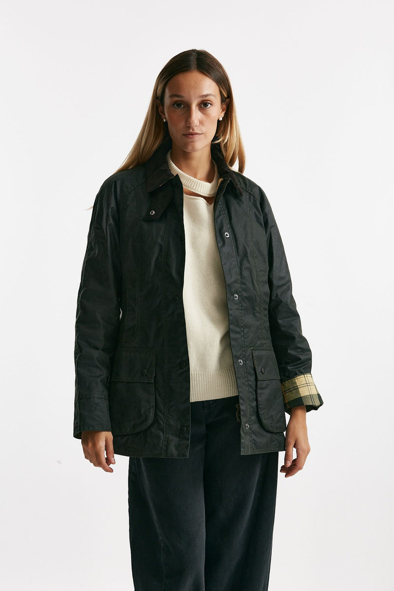 giubbino in cotone cerato beadnell wax verde women Barbour - 1