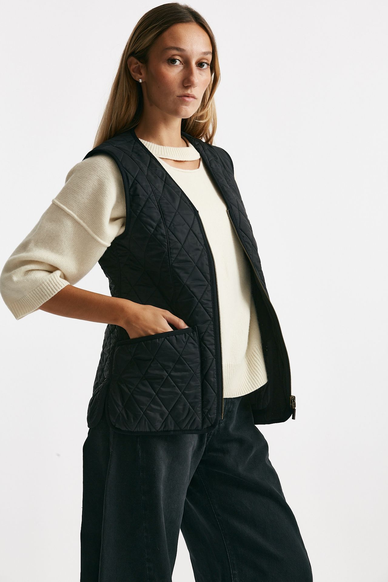 gilet trapuntato flece betty nero women Barbour - 4