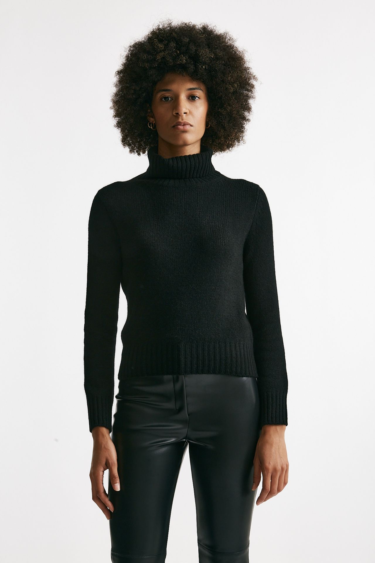 Maglia dolcevita slim in cachemire nero women Be you - 1