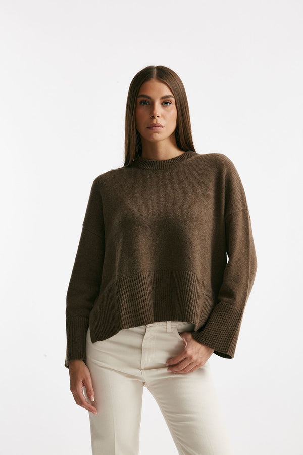 Maglia over girocollo in cachemire tortora women Be you