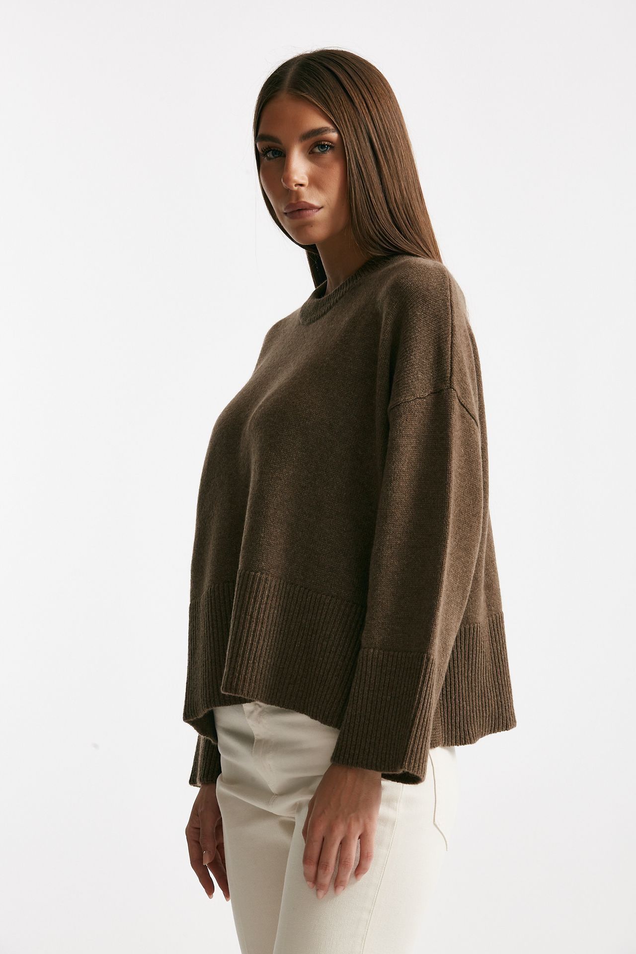 Maglia over girocollo in cachemire tortora women Be you - 3