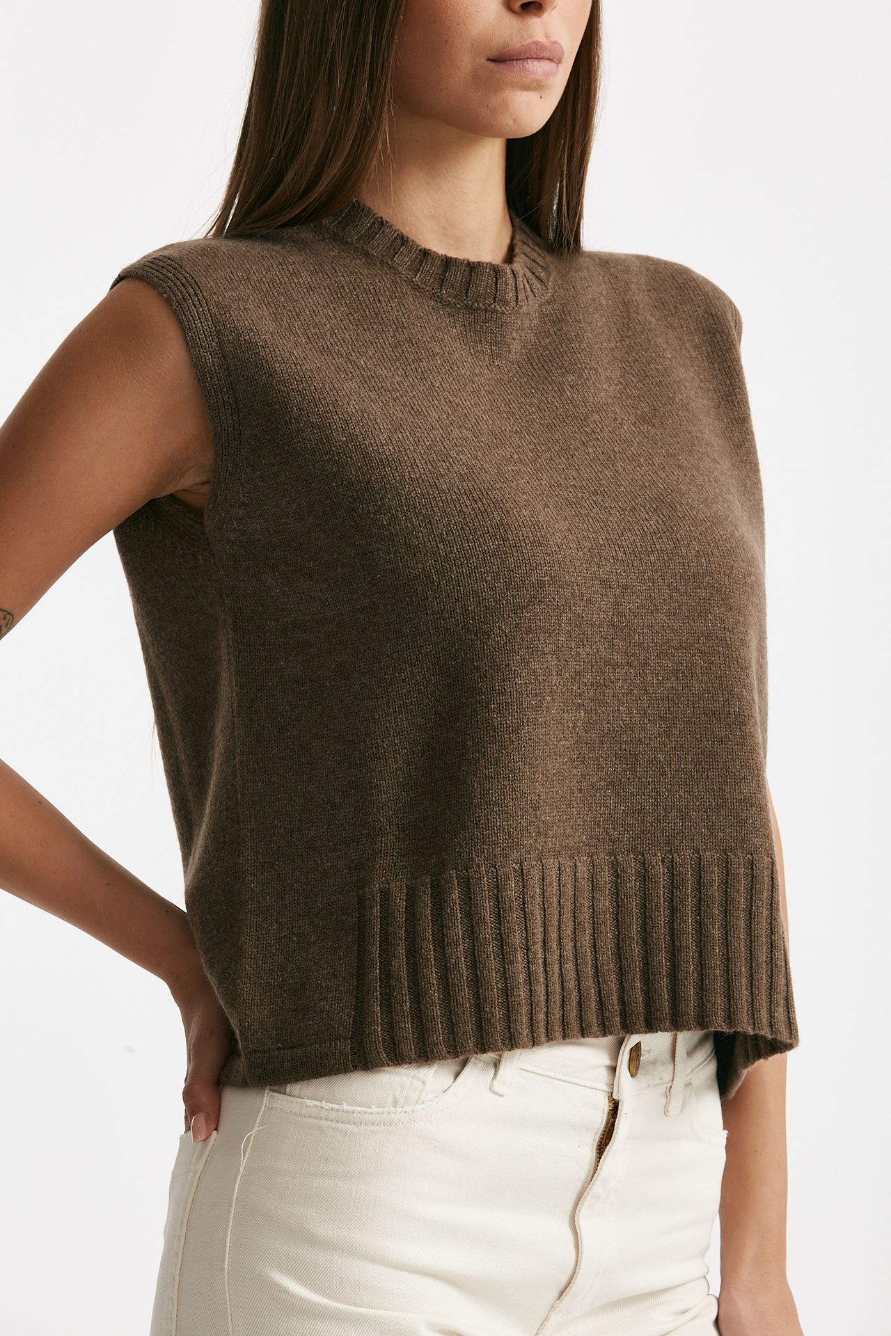 Gilet in maglia tortora women Be you - 3