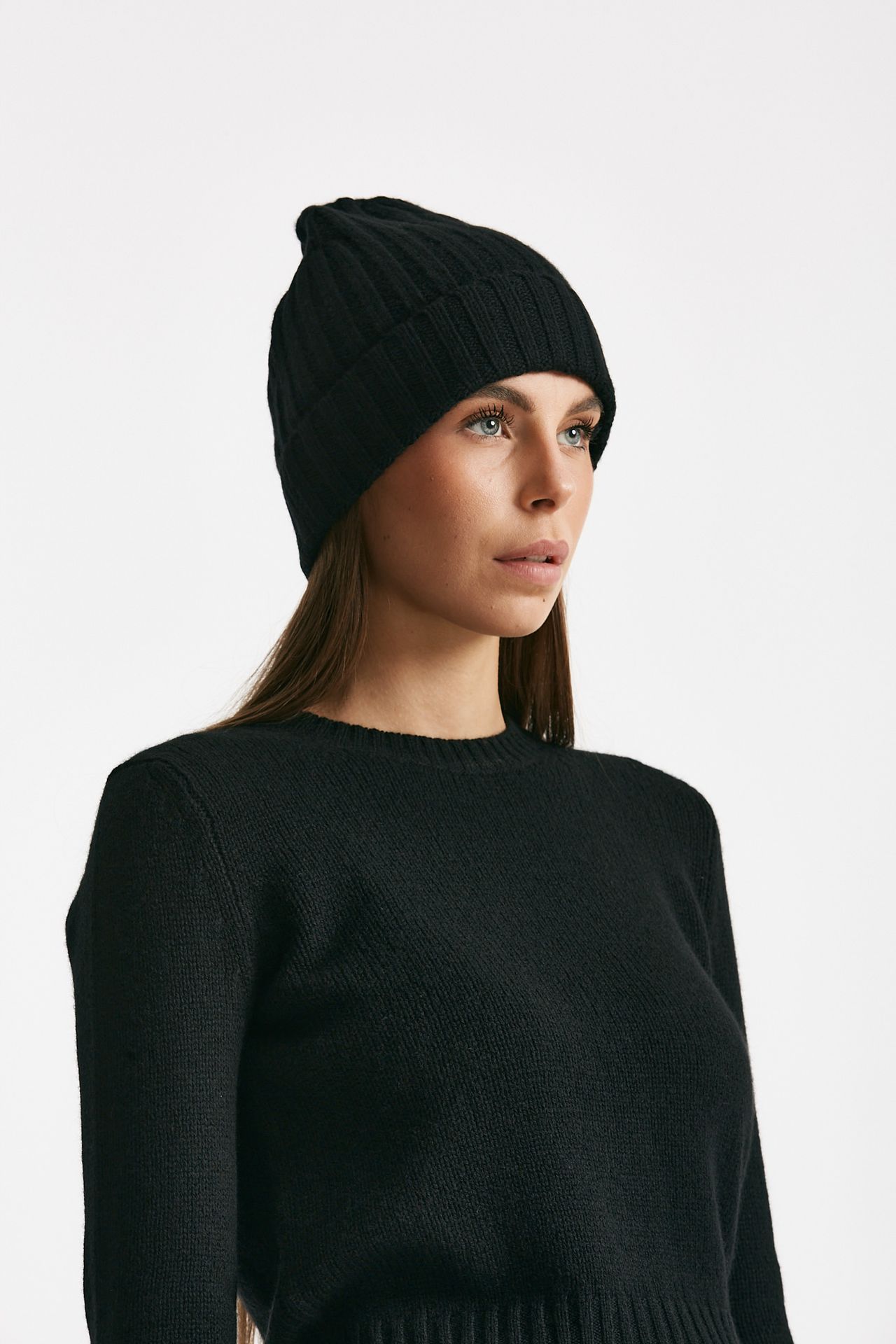 Cappello a coste in cachemire nero women Be you - 1