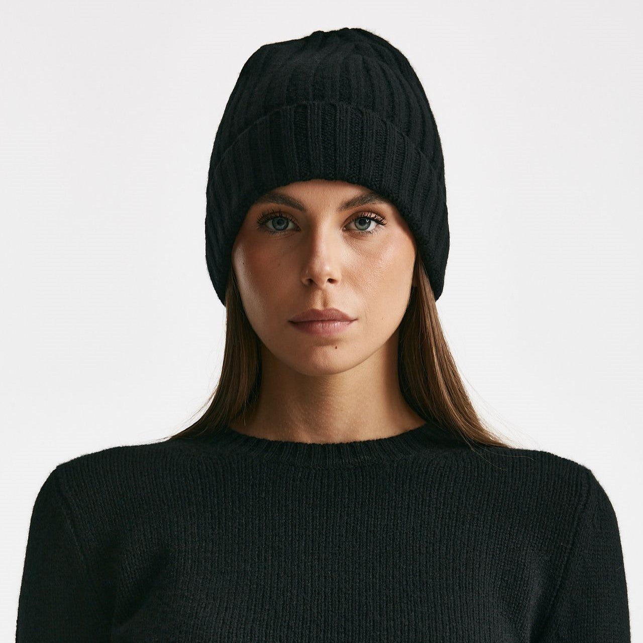 Cappello a coste in cachemire nero women Be you - 4