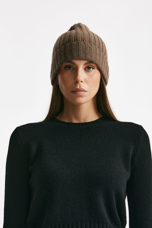 Cappello a coste in cachemire tortora women Be you