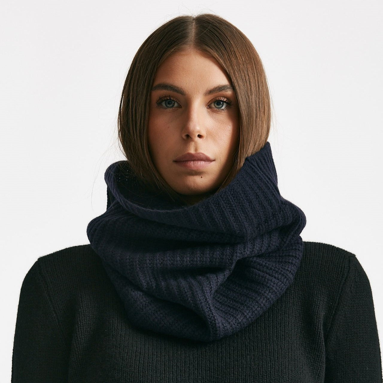 Collo a coste in cachemire blu women Be you - 3