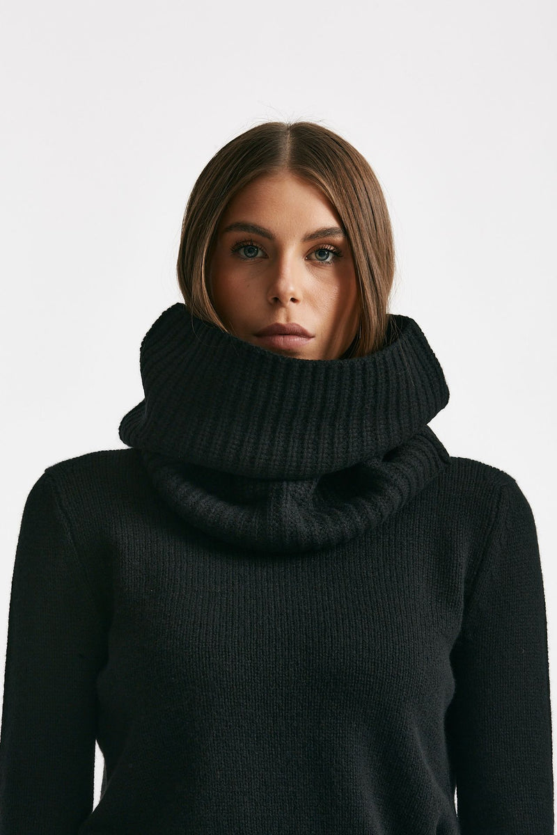 Collo a coste in cachemire nero women Be you - 1