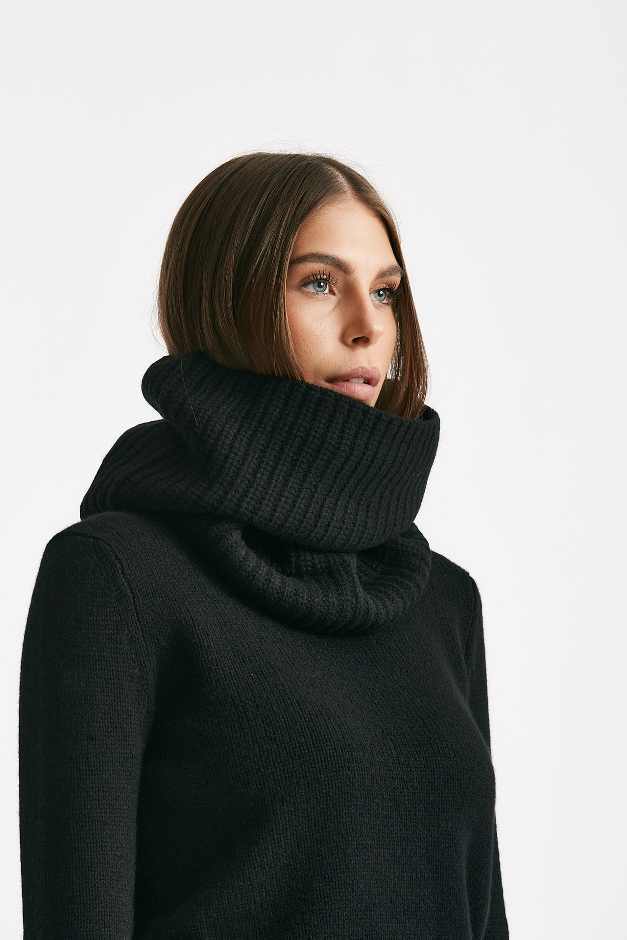 Collo a coste in cachemire nero women Be you - 2