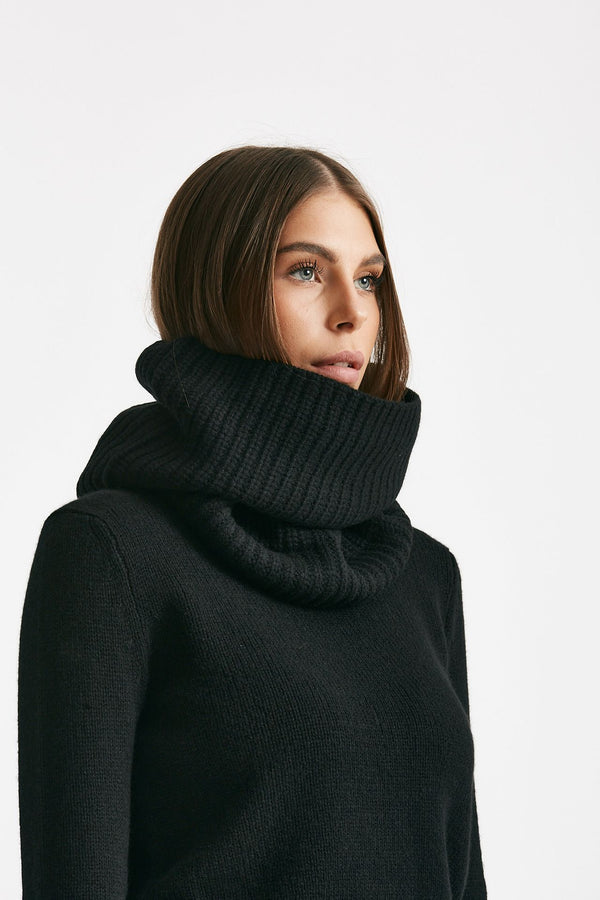 Collo a coste in cachemire nero women Be you