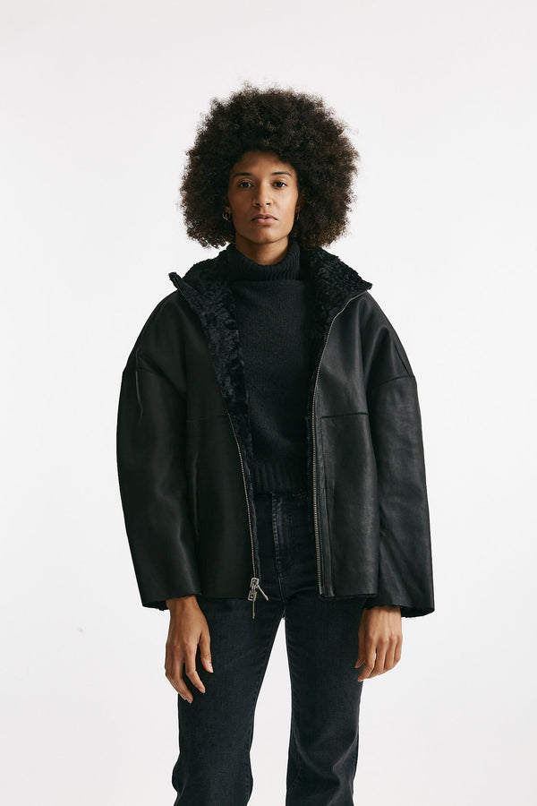 Giaccone reversibile in shearling nero women Giorgio brato