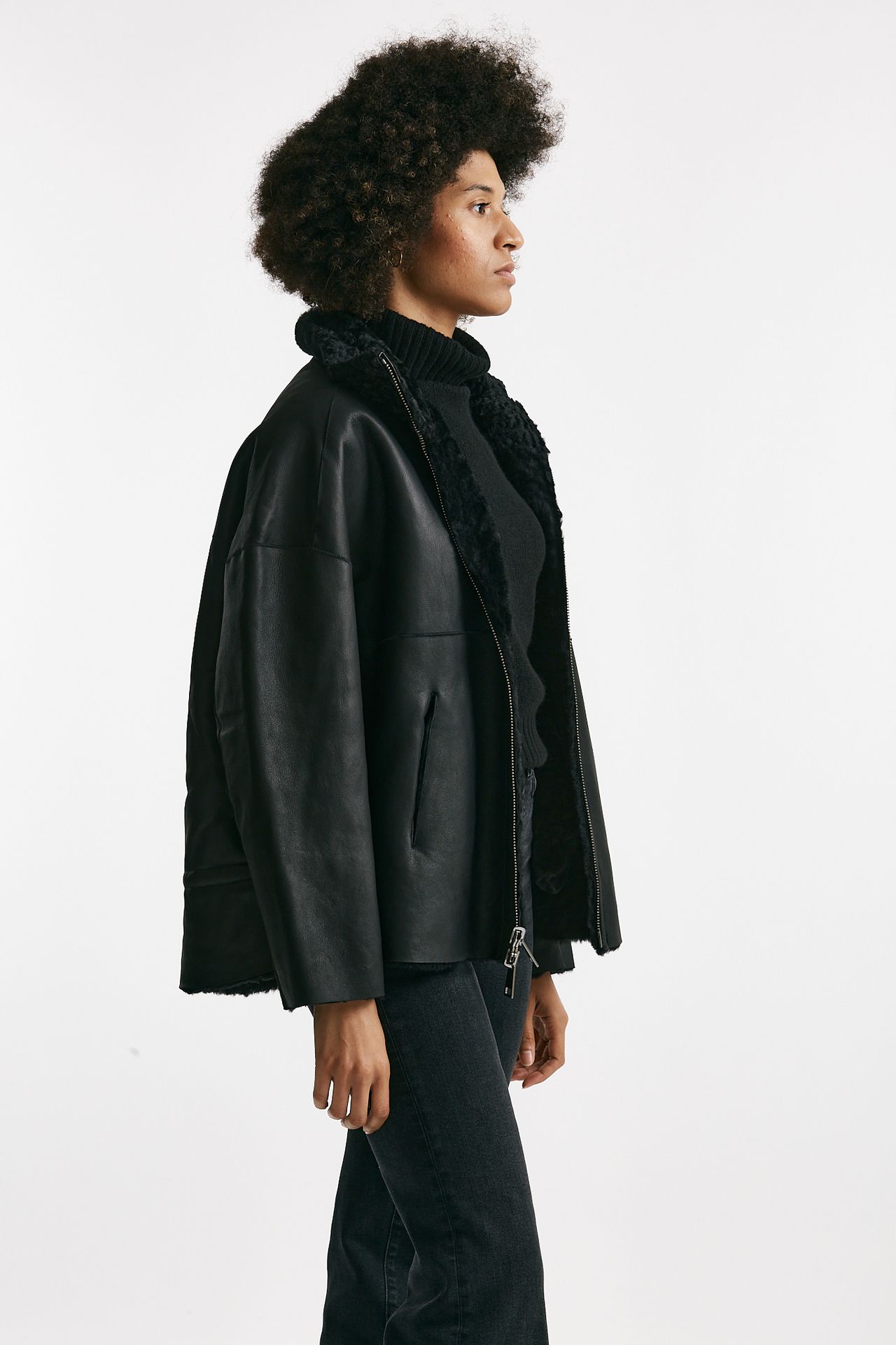 Giaccone reversibile in shearling nero women Giorgio brato - 3