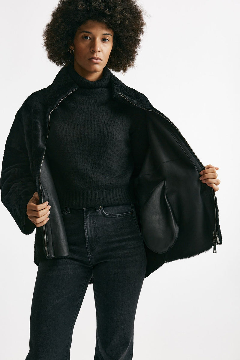 Giaccone reversibile in shearling nero women Giorgio brato - 9