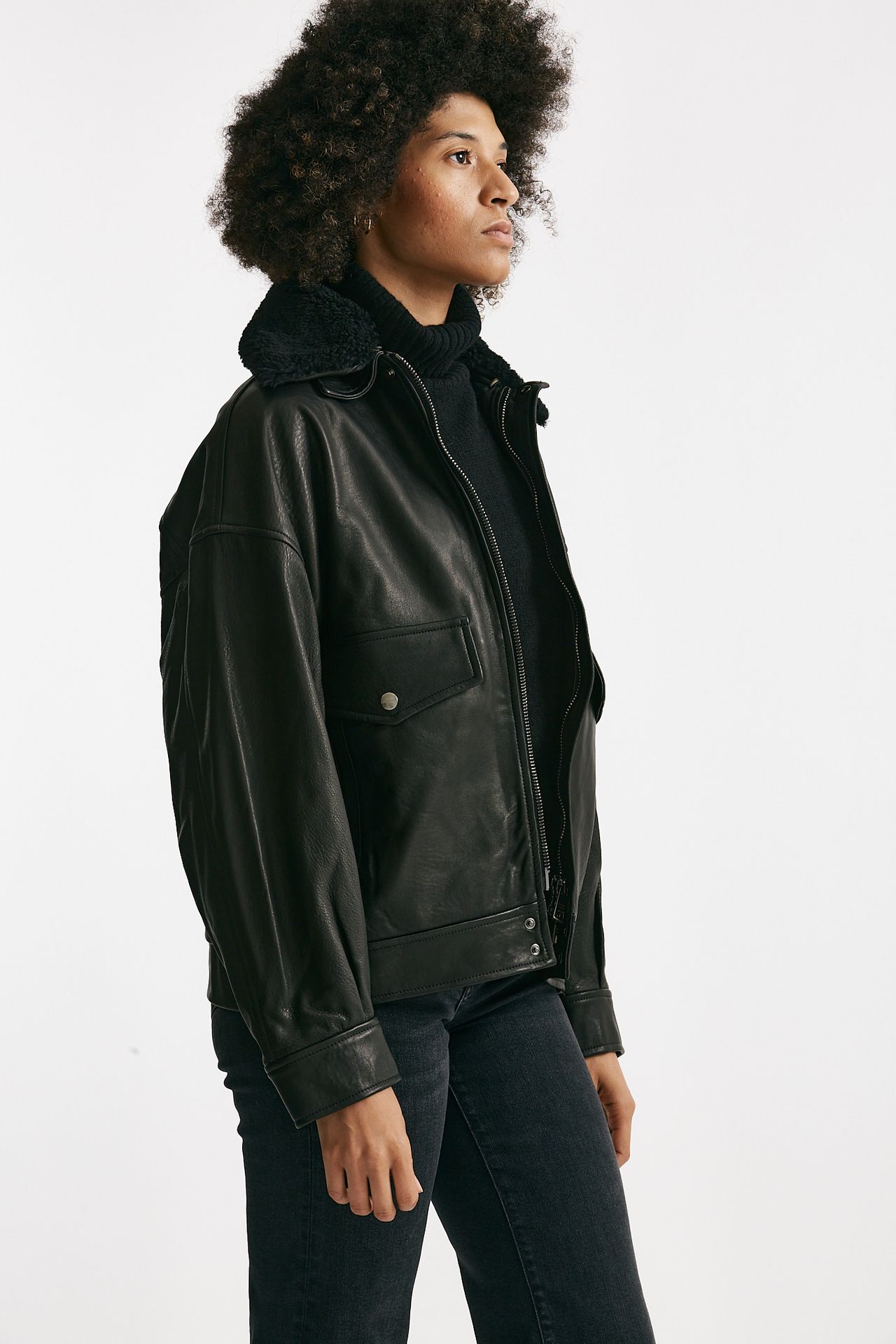 Giubbino over in pelle nero women Giorgio brato - 3