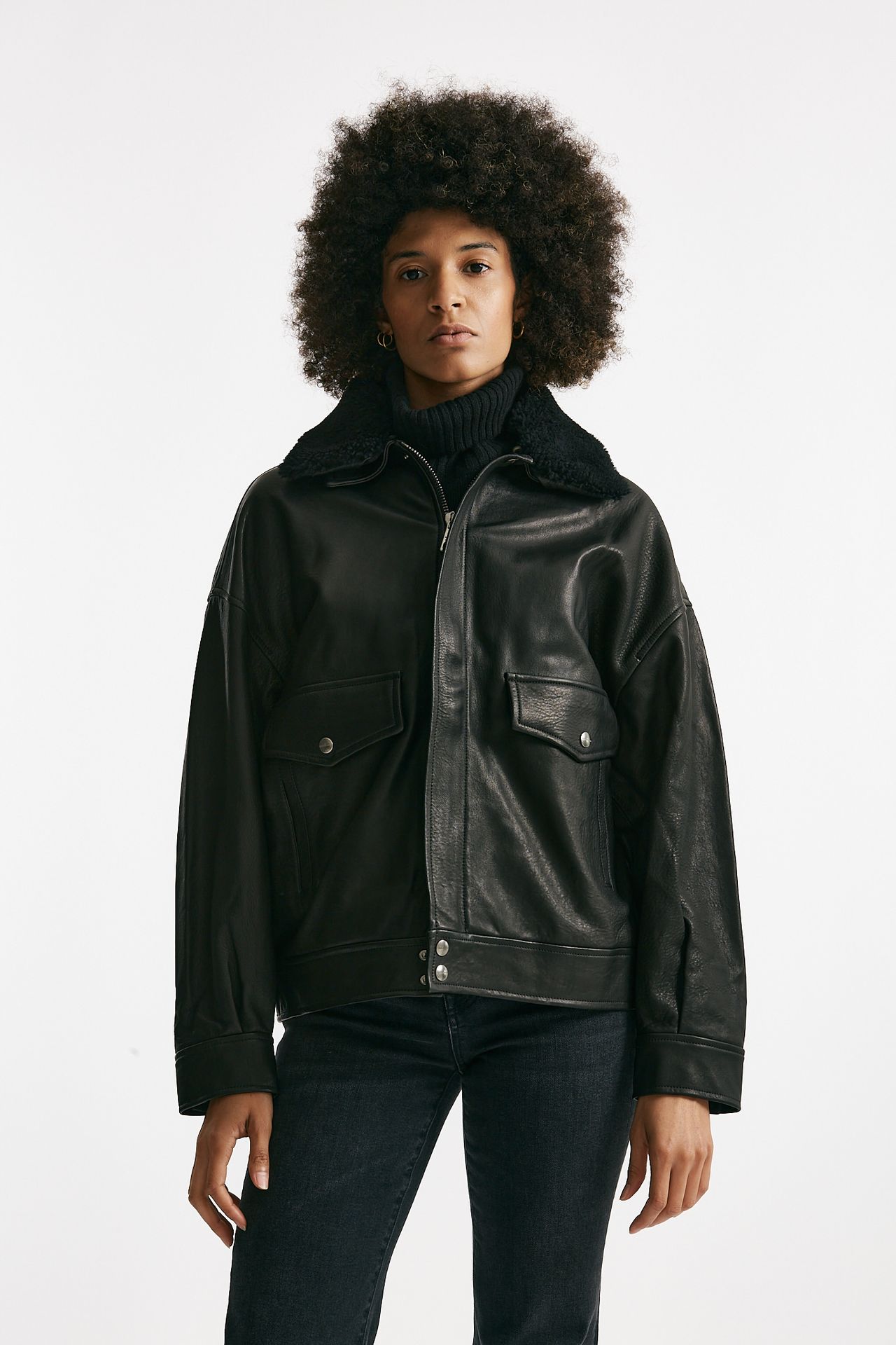 Giubbino over in pelle nero women Giorgio brato - 5